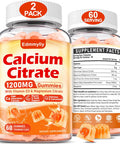 Calcium Citrate Supplement Gummies For Adult - Sugar Calcium Citrate 1200 Mg With Magnesium 300 Mg & Vitamin D3 - Organic Chewable Calcium Supplements For Women & Men