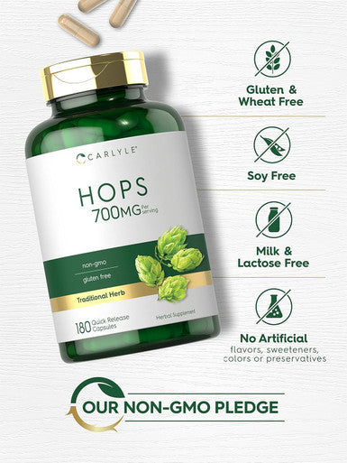 Carlyle Hops Supplement 700mg | 180 Capsules | Non-GMO & Gluten | Traditional Herb
