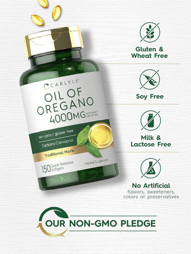 Carlyle Oregano Oil 4000mg Supplement | 150 Softgel Capsules | Contains Carvacrol | Non-GMO & Gluten Formula