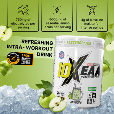 10X Athletic EAA Essential Amino Acids - Appletize Muscle Recovery & Hydration 450g Vegan - 25 Servings