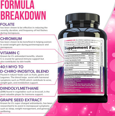 Stasis Female Hormone Balance Supplement Vitauthority Menopause Supplement for Women with MyoInositol DChiro Inositol Multibenefit Menopause Relief and Hormone Balance for Women 30 Servings