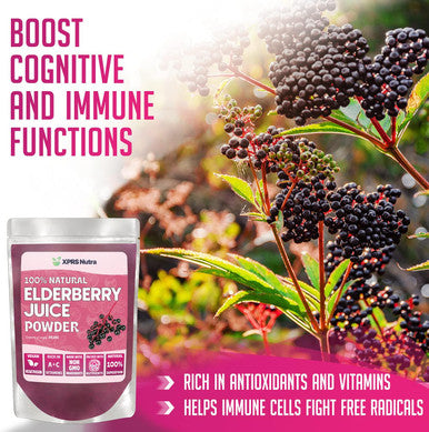 Xprs Nutra Elderberry Juice Powder - Elderberry Powder Organic Fruit Juice Mix - Powdered Elderberries Supplement Rich In Vitamins A And C (8 Oz)