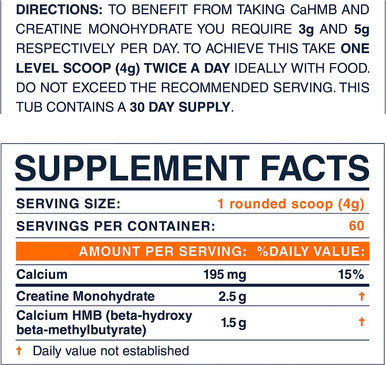 Blonyx HMB+Creatine - Improves Strength, Power, Lean Body Mass, Recovery - 30-Day Supply