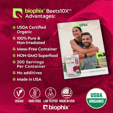 Biophix Organic Beets 10X Beet Root Powder 2.2 Lb 50000 Mg Equivalent - Superfood - Powerful Antioxidant - Rich In Nitric Oxide - Supports Heart Health - Natural Flavor - No Sugar Added