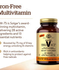 Solgar Iron-Free Formula Vm-75 90 Tablets - Multivitamin With Chelated Minerals - Vitamin A B6 B12 C D E - Biotin Magnesium Calcium Zinc - Vegan Gluten & Dairy Free Kosher - 90 Servings