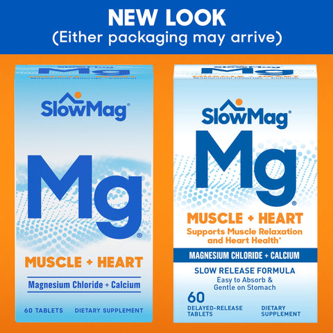 Slow-Mag Slowmag Muscle Heart Magnesium Chloride With Calcium Supplement To Support Muscle Relaxation Occasional Muscle Cramping & Heart Health High Absorption 60 Count
