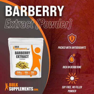 BulkSupplements Barberry Extract Powder - Berberine Supplement, from Barberry Root & Bark - Soy Free - 500mg , 200 Servings (100 Grams - 3.5 oz)