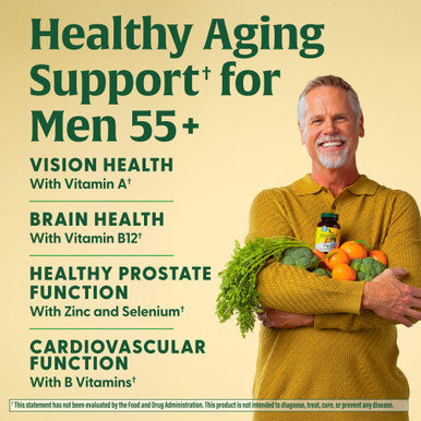 MegaFood Men'S 55+ One Daily - Multivitamin For Men With Vitamin B12 Vitamin C Vitamin D & Zinc - Optimal Aging & Immune Support Supplement - Vegetarian - Made Without 9 Food Allergens - 60 Tabs