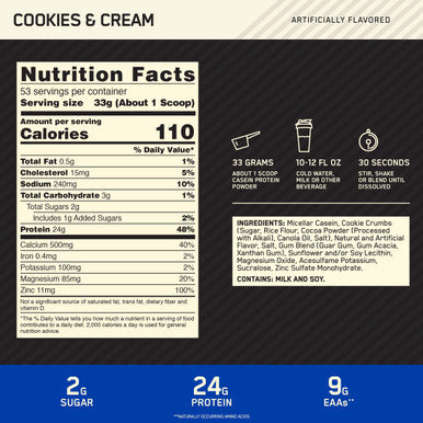 Optimum Nutrition Gold Standard 100% Micellar Casein Protein Powder With Zma Muscle Recovery And Endurance Supplement For Men And Women