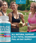 8 In 1 Immune Defense Support, Immunity Vitamins Supplement Booster With Zinc 50Mg, Vitamin C Elderberry Vit D3 5000 Iu, Turmeric Curcumin & Ginger, Echinacea - Allergy Relief For Kids Adults (2 Pack)