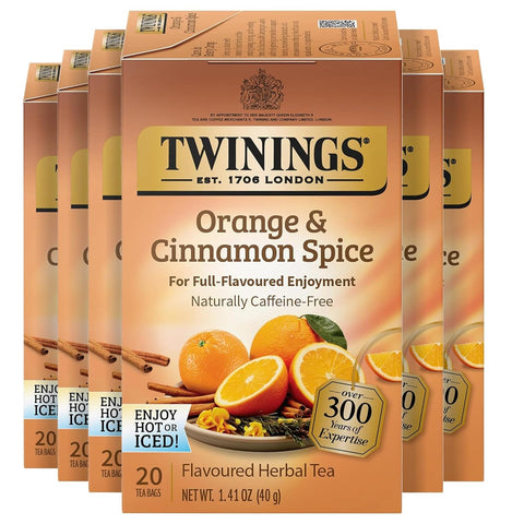 Twinings Lemon & Ginger, Caffeine-Free Herbal Tea Bags, 100 CT Box (1 Pack) | Spicy & Tangy, Ginger, Lemon Peel, Lemongrass, Blackberry Leaves, Soothe Digestion, 100 Foil Lined Individually Wrapped Bags