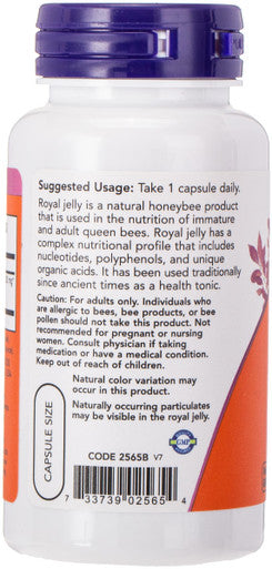 Now Supplements, Royal Jelly 1500 Mg With 10-Hda (Hydroxy-D-Decenoic Acid), 60 Veg Capsules