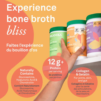 Organika Enhanced Collagen Boost With Mct Oil Powder And Vanilla - 150G & Chicken Bone Broth Powder- Range And Vegetarian Fed Chickens- Keto Friendly, High Protein And Mineral Content- 300G