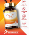 Carlyle Vitamin C With Zinc 250 Softgels Bioavailable Ascorbic Acid Zinc Oxide Non-Gmo And Gluten Supplement