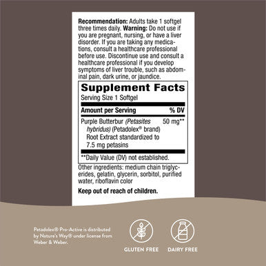 Nature'S Way Petadolex Pro-Active, Blood Vessel Health And Relaxation In The Brain With Patented Butterbur*, 60 Softgels