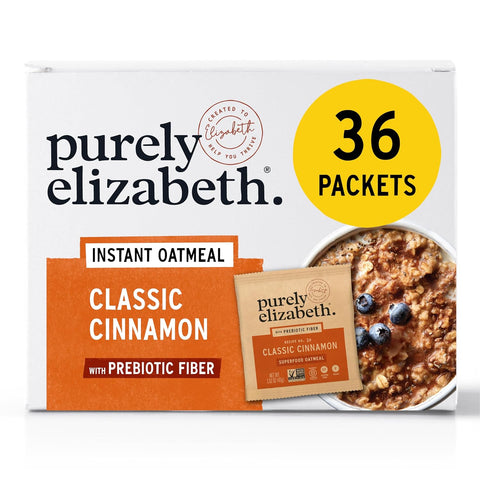 Purely Elizabeth Classic Cinnamon Superfood Oatmeal, with Prebiotic Fiber, Gluten Free & Non-GMO, 9.12 Oz (Pack of 6) (6 Pack, Blueberry Flax)