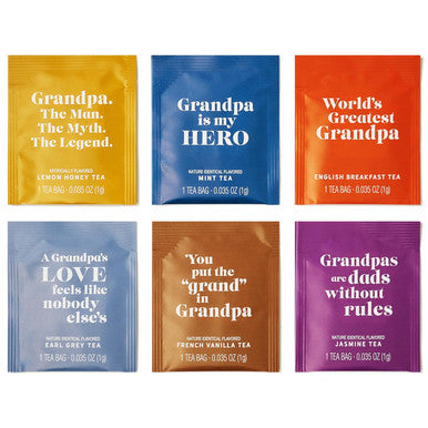 Thoughtfully Gourmet Best Grandpa Ever Tea Set Tea Sampler Includes 6 Flavors of Tea with Inspirational Quotes Great Grandpa s Set of 90