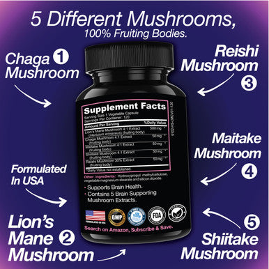 Saint Mingiano Lion'S Mane Mushroom Supplement | 120 Capsules: Alpha Brain Enhancement Of Cognitive Clarity, Focus With Our Specialty Blend 4 Mushroom Mycelium Formula