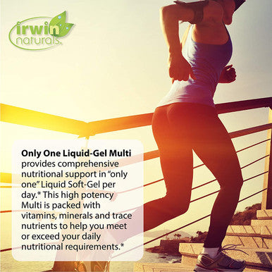 Irwin Naturals Only One Liquid-Gel Multi - No Iron Daily Essential Vitamins Minerals Antioxidants Omega-3 & Green Super Foods - 60 Liquid Softgels
