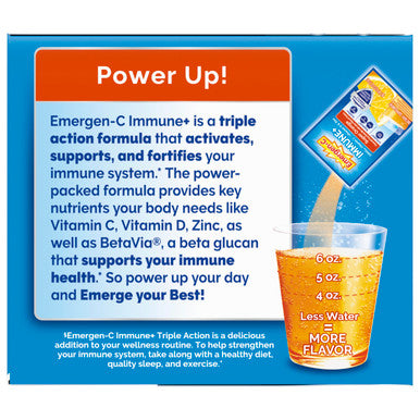 Emergen-C Immune+ Triple Action Immune Support Powder BetaVia (R) 1000mg Vitamin C B Vitamins Vitamin D and Antioxidants, Super Orange ÃƒÂ¢Ã¢â€šÂ¬Ã¢â‚¬Å“ 50 Count