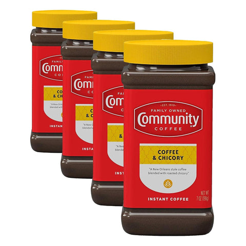Community Coffee Breakfast Blend Instant Coffee, Medium Roast, 7 oz Jar (Pack of 4)