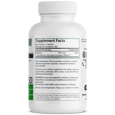 Bronson Selenium 200 Mcg Yeast Free Amino Acid 250 Vegetarian Capsules
