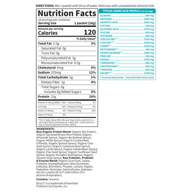 Garden of Life Organic Vegan Unflavored Protein Powder - 22G Complete Plant Based Raw Protein & Bcaas Plus Probiotics & Digestive Enzymes For Easy Digestion Non-Gmo Gluten-Free Lactose Free 10Ct Tray