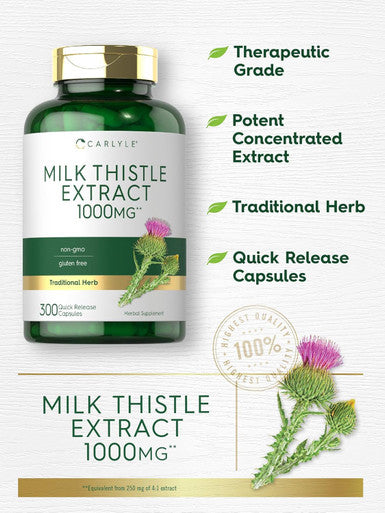 Carlyle Milk Thistle 1000Mg 300 Capsules Non-Gmo, Gluten Extract