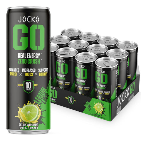 Jocko GO Energy Drink - Keto, Vitamin B12, Vitamin B6, Electrolytes, L Theanine, Magnesium- Energy Boost, Sugar Free Nootropic Monk Fruit Blend - 12 Pack (Pink Lemonade)