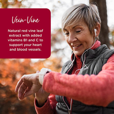 Healthspan Vein Vine 360mg | 90 Tablets | Red Vine Leaf Extract | Added Vitamins B1 & C | Vegan