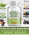 Jb Wellness Oregano Oil 6000Mg Garlic Extract 4000Mg Olive Leaf 3000Mg With Astragalus - Immune Support & Digestive Health Supplement For Women And Men - 60 Count
