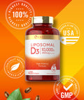Carlyle Vitamin D3 Liposomal | 10,000 Iu | 400 Softgels | Non-Gmo And Gluten Free Formula | High Potency Vitamin D Supplement