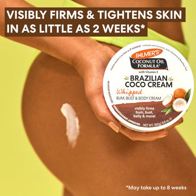 Palmer'S Coconut Oil Formula Brazilian Coco Cream With Vitamin E 8.8 Fl Oz Whipped Bum Bust & Body Cream Helps With Skin Tightening & Firming