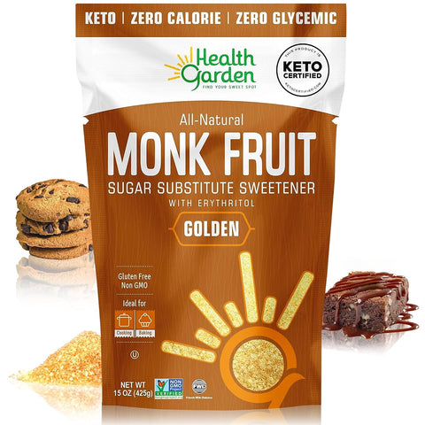 Health Garden Monk Fruit Sweetener, Golden, 2.5lbs Bag ÃƒÂ¢Ã¢â€šÂ¬Ã¢â‚¬Å“ 1:1 Monk Fruit Sugar Substitute with Erythritol ÃƒÂ¢Ã¢â€šÂ¬Ã¢â‚¬Å“ Zero Calorie Monkfruit Sweetener Pure ÃƒÂ¢Ã¢â€šÂ¬Ã¢â‚¬Å“ Ideal for Baking, Keto Friendly, Non-GMO, Kosher