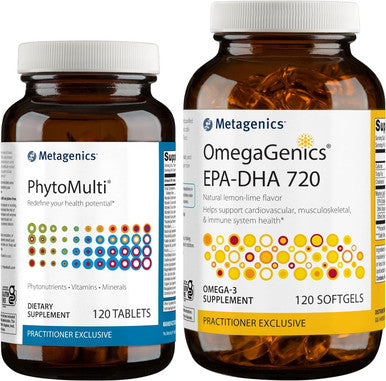 Metagenics Bundle - PhytoMulti Without Iron & OmegaGenics EPA-DHA 720-120 Tablets of PhytoMulti for Overall Health - 120 Softgels of EPA-DHA 720 for Heart Musculoskeletal & Immune System Health
