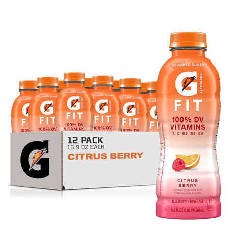 Gatorade Fit Electrolyte Beverage, Healthy Real Hydration, Watermelon Strawberry, 16.9.oz Bottles (12 Pack)