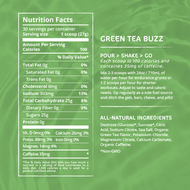 Tailwind Nutrition Endurance Fuel 30 Serving Green Tea Flavour - Caffeinated