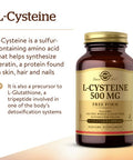 Solgar L-Cysteine 500 Mg 90 Vegetable Capsules - Free Form Amino Acid - Keratin Support For Skin Hair & Nails - Glutathione Support - Vegan Gluten Free Dairy Free Kosher - 90 Servings