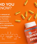 Turmeric Curcumin with Black Pepper Qunol 2250mg Turmeric Extract with 95 Curcuminoids Extra Strength Supplement Enhanced Absorption Supports Healthy Inflammation Response 90 Vegetarian Capsules