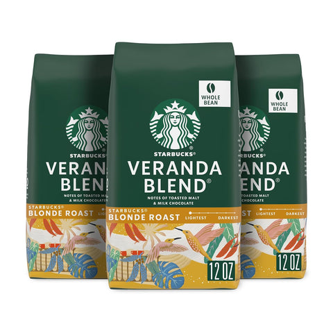 Starbucks Whole Coffee Beans, Starbucks Blonde Roast Hot or Iced Coffee, Veranda Blend, Six 12 oz BagsÃƒÂ¢Ã¢â€šÂ¬Ã¢â‚¬Â¹