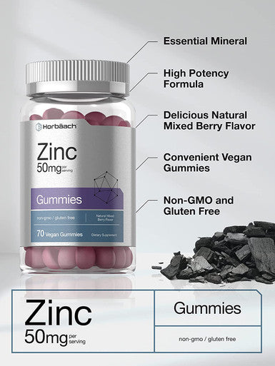 Zinc 50mg Gummies | 70 Count | Vegan, Non-GMO and Gluten Free Formula | Zinc Citrate Dietary Supplement | by Horbaach