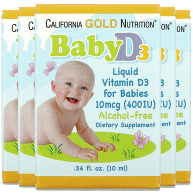 Baby Vitamin D3 By California Gold Nutrition - Liquid D3 Supplement For Babies, Vegetarian Friendly - Developmental Support - Alcohol & Gluten Free, Non-Gmo - 10 Mcg (400 Iu) - 0.34 Fl Oz (10 Ml), 5