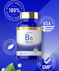 Carlyle Vitamin B6 100Mg | 250 Tablets | Vegetarian, Non-Gmo, Gluten Free