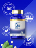 Carlyle Vitamin B6 100Mg | 250 Tablets | Vegetarian, Non-Gmo, Gluten Free