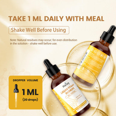 Heivy Liquid Vitamin D3 Drops |Bone And Immune Support | Natural Made Ingredients | Vitamin D3 Liquid 100 Mcg (4000 Iu) | Vegan | Gluten Free | Non-Gmo | 2 Fl Oz (60Ml)