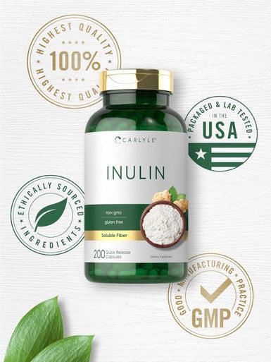 Carlyle Inulin Powder Capsules 200 Count Non-GMO and Gluten Supplement
