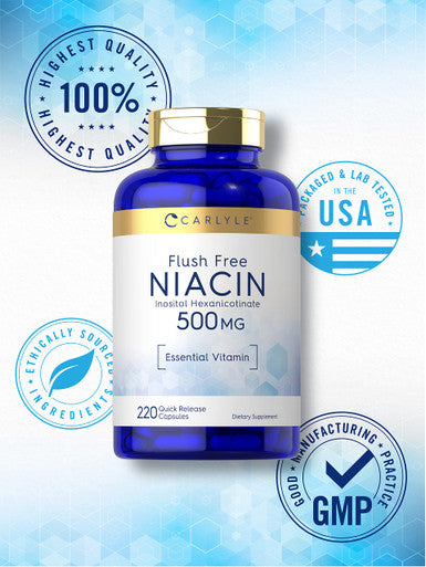 Carlyle Niacin Flush Free 500Mg | 220 Capsules | Non-Gmo And Gluten Free Essential Vitamin