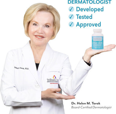Clear Skin Vitamins For Women & Men - Supplement For Healthy Glowing Skin And Acne Control - Patented And Dermatologist Developed Hormonal & Cystic Acne Pills