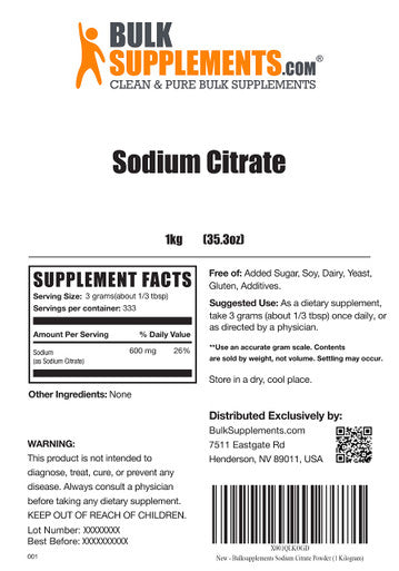 BulkSupplements Citrate Powder - Powder for Cooking - Food Thickener - Citrate for Cooking (1 Kilogram - 2.2 lbs)