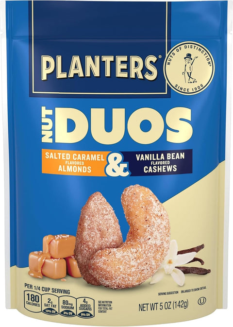 PLANTERS Nut Duos, Peppercorn Pistachios & Parmesan Cashews, Roasted, 5 Oz | Flavored Nuts. 0g Trans Fat. Plant Based Protein. Resealable Bag. Snacks for Adults. Party Mix, Party Snacks